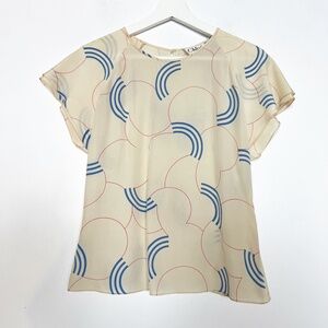 Chloe Women Blouse Tank Sleeveless Top Size S Small Cream Pink Blue Silk Vintage